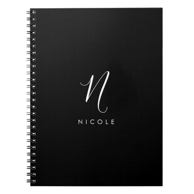 Cuaderno Monograma Elegante Negro y Blanco (Frente)