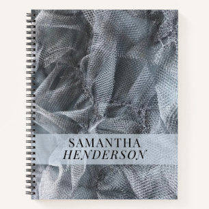 Cuaderno Monograma Elegante Nombre Tulle Toile Negro Gris