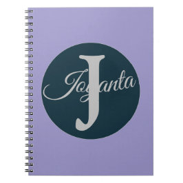 Cuaderno Monograma elegante personalizado naranja gris azul