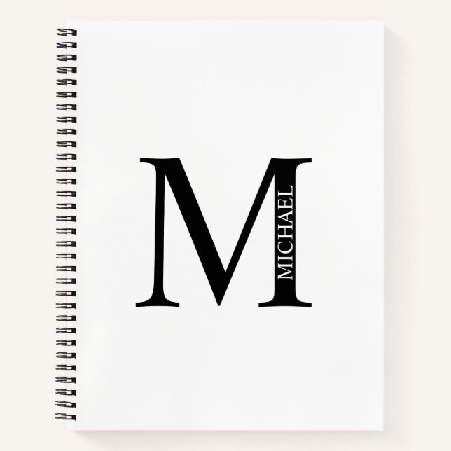 Cuaderno Monograma elegante personalizado y bloc de notas d (Anverso)