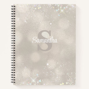 Cuaderno Monograma elegante Purpurina de champán