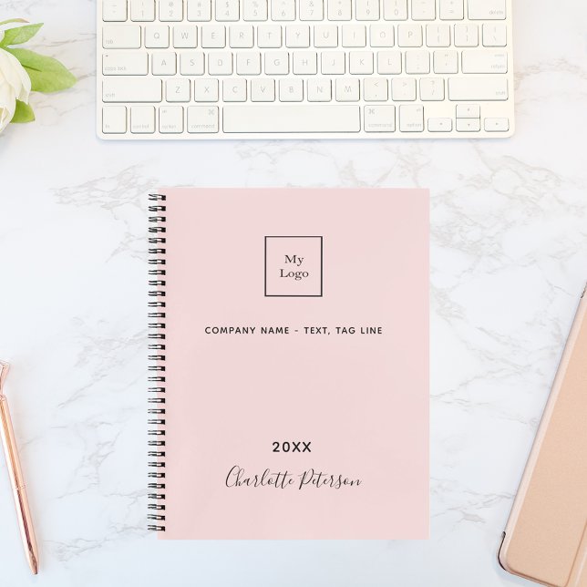 Cuaderno Monograma elegante rosa del logotipo del negocio (Subido por el creador)