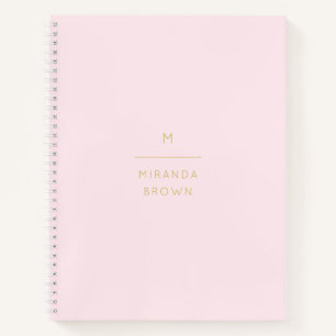 Cuaderno Monograma elegante Rubor color rosa dorado Minimal