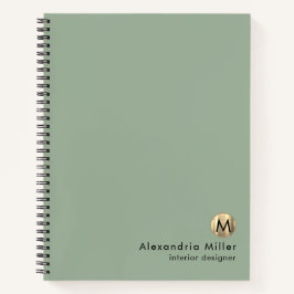 Cuaderno Monograma elegante Sage Green Gold