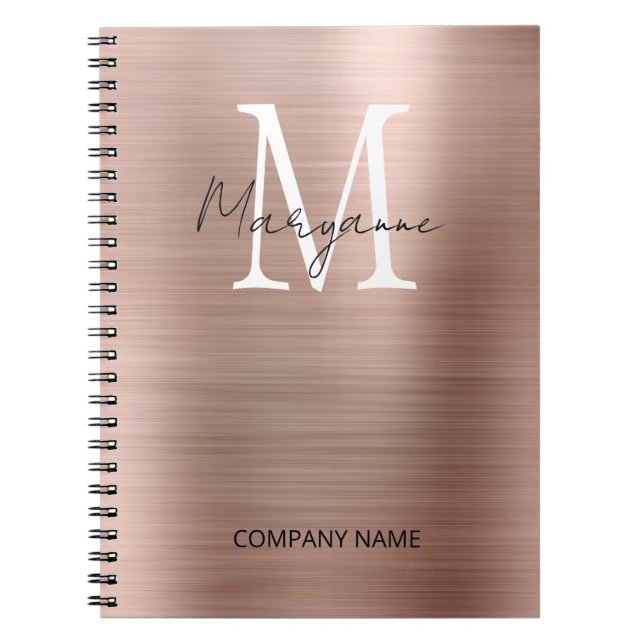 Cuaderno Monograma Empresarial Moderno Rosa (Frente)