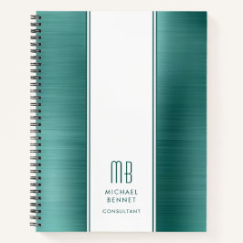 Cuaderno Monograma Empresario metálico cepillado verde esme