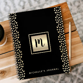 Cuaderno Monograma en negrita con lámina dorada negra, escr