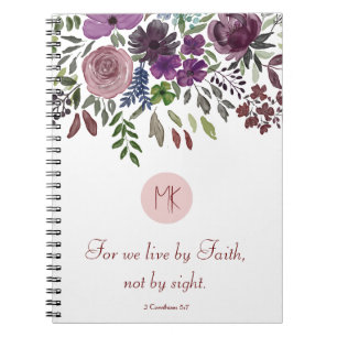 Cuaderno Monograma Escritura Burgundy Floral acuarela