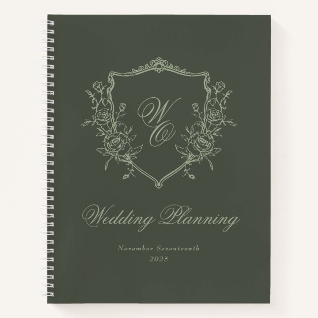 Cuaderno Monograma Escudo Olive Sage Wedner (Anverso)