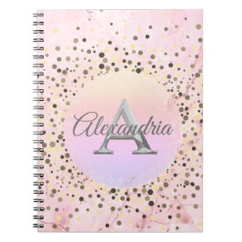 Cuaderno Monograma Espectro De Mármol Rosa
