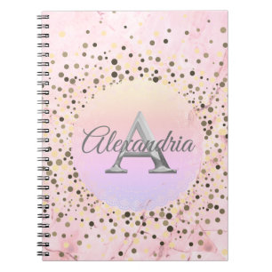Cuaderno Monograma Espectro De Mármol Rosa