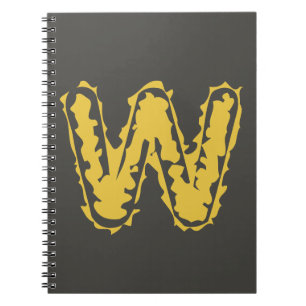 Cuaderno Monograma espeluznante amarillo morado sobre gris