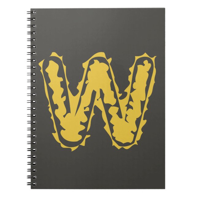 Cuaderno Monograma espeluznante amarillo morado sobre gris  (Frente)