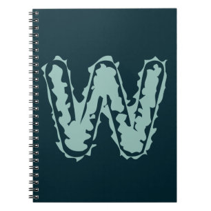 Cuaderno Monograma espeluznante verde en azul profundo