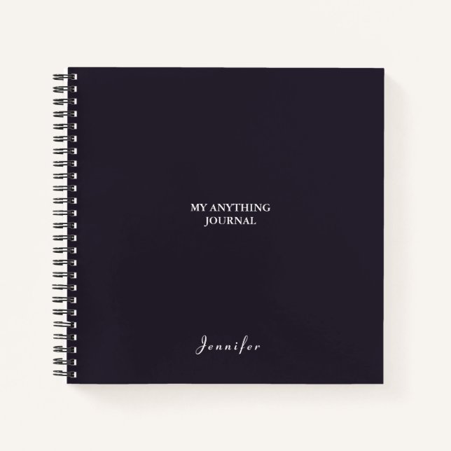 Cuaderno Monograma Espiral blanca grisácea mínima de carbón (Anverso)