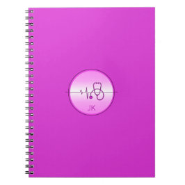 Cuaderno Monograma Estetioscopio Médico Rosa