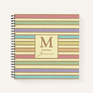 Cuaderno Monograma estilizado moderno de cinta de cinta pas