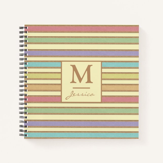 Cuaderno Monograma estilizado moderno de cinta de cinta pas (Anverso)