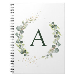 Cuaderno Monograma Eucalyptus Verde Blanco Botánico