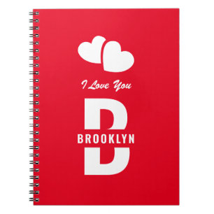 Cuaderno Monograma Feliz Día de San Valentín Hipster Blanco