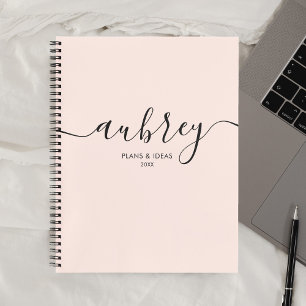 Cuaderno Monograma Femenino Caligrafía Elegante Rosa