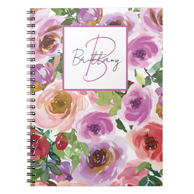Cuaderno Monograma floral acuarela (Frente)
