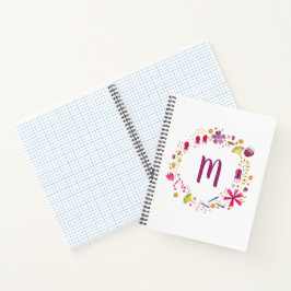 Cuaderno Monograma floral acuarela