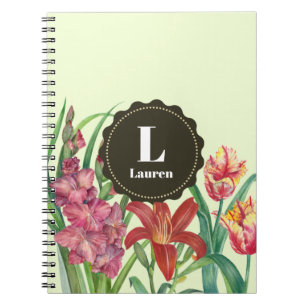 Cuaderno Monograma Floral Calido Flor de Primavera