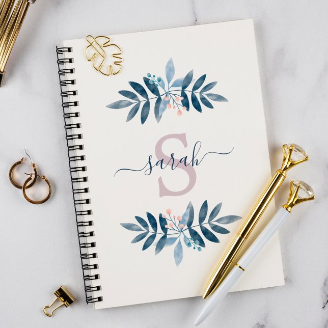 Cuaderno Monograma Floral de Acuarela Lila (Subido por el creador)