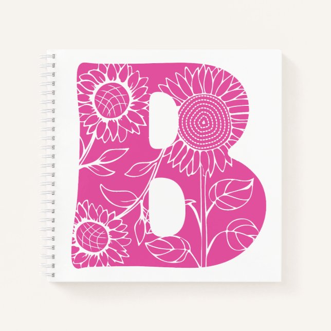 Cuaderno Monograma floral de la letra mayúscula B (Anverso)