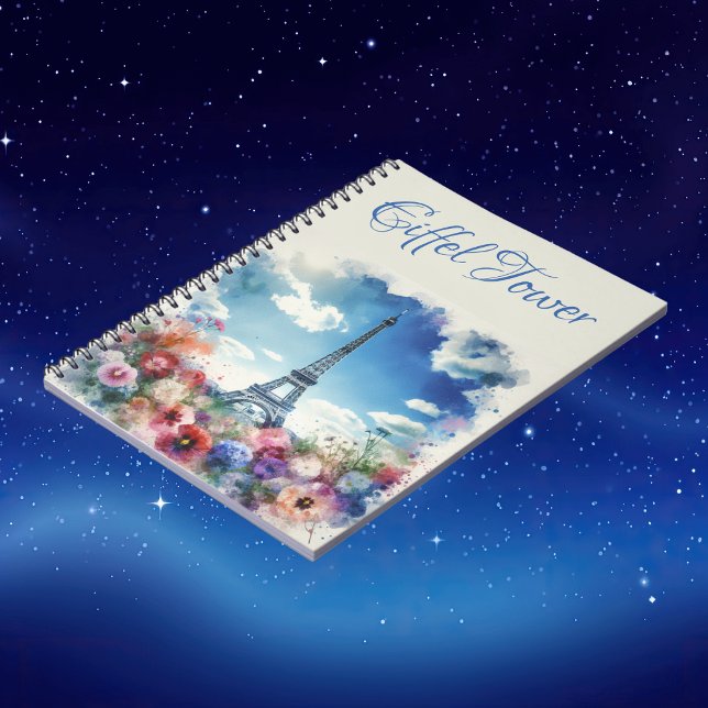Cuaderno Monograma floral de la Torre Eiffel París | (Subido por el creador)