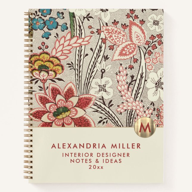 Cuaderno Monograma floral elegante (Anverso)