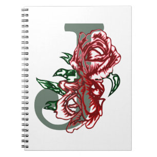 Cuaderno Monograma floral J letra mayúscula
