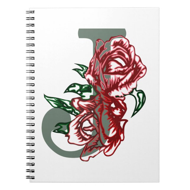 Cuaderno Monograma floral J letra mayúscula (Frente)
