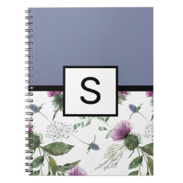 Cuaderno Monograma Floral Lila