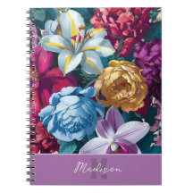 Monograma floral moderno de color personalizado