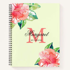 Cuaderno Monograma floral recetas de cocina personal