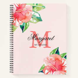 Cuaderno Monograma floral Recetas de cocina personal para p