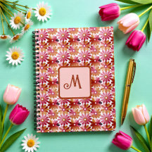 Monograma Floral Retro – Flores Rosas y Marrones