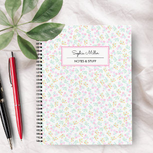 Cuaderno Monograma floral vintage de acuarela elegante