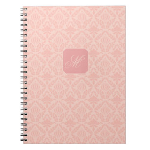 Cuaderno Monograma Floral Vintage Elegante Rosa