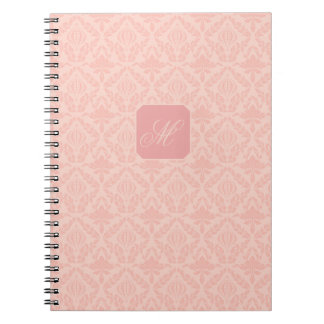 Cuaderno Monograma Floral Vintage Elegante Rosa
