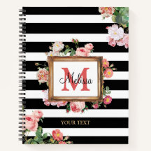 Monograma Floral y rayas antiguas de época