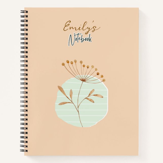 Cuaderno Monograma Flores elegantes y abstractas Peach (Anverso)