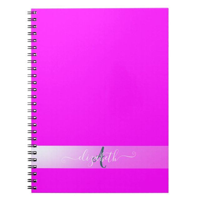 Cuaderno Monograma fluorescente rosa (Frente)