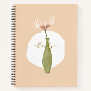 Cuaderno Monograma fondo dulce moderno acuarela floral
