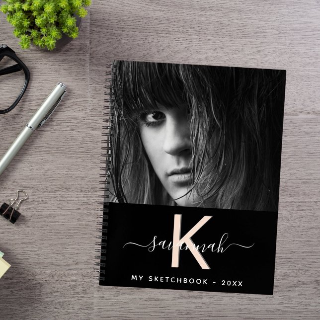 Cuaderno Monograma fotográfico de melocotón negro (Subido por el creador)