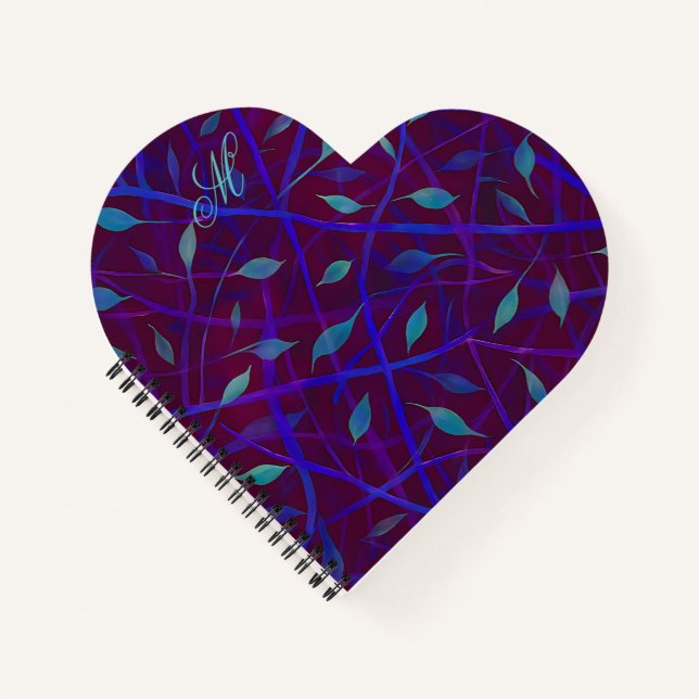 Cuaderno Monograma frasco oscuro de joyas borgoñas (Anverso)