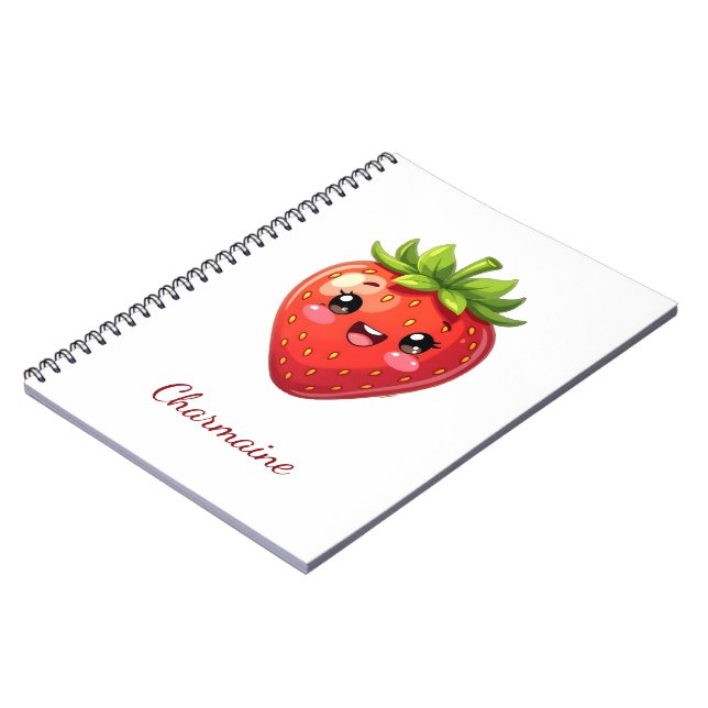 Cuaderno Monograma fresa kawaii linda (Lado Izquierdo)