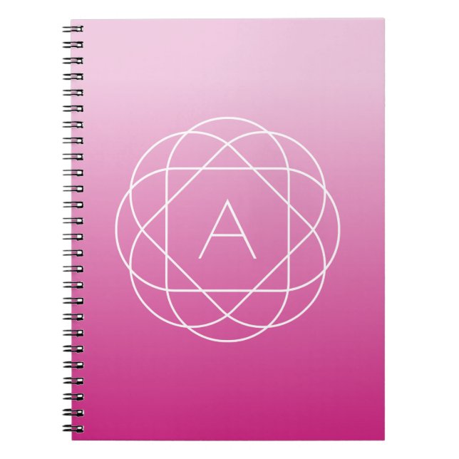 Cuaderno Monograma geométrico con forma de flor | Ombre som (Frente)